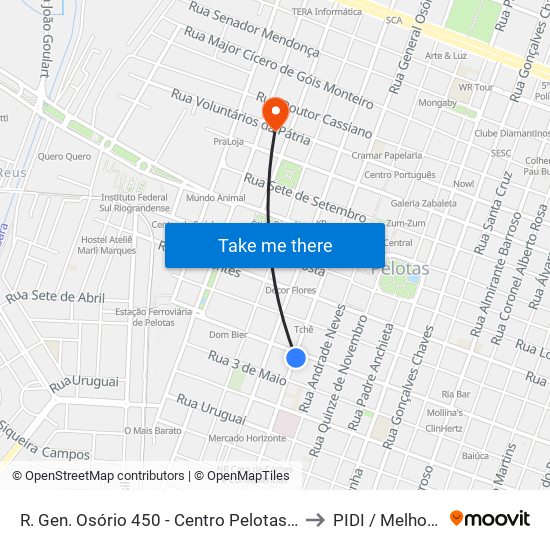 R. Gen. Osório 450 - Centro Pelotas - Rs 96020-000 Brasil to PIDI / Melhor em Casa map