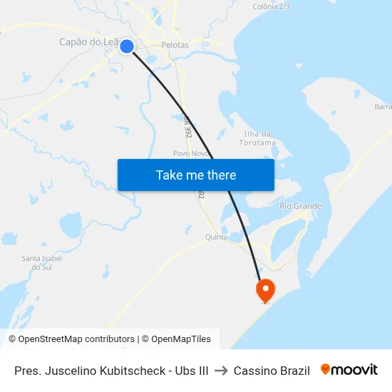 Pres. Juscelino Kubitscheck - Ubs III to Cassino Brazil map