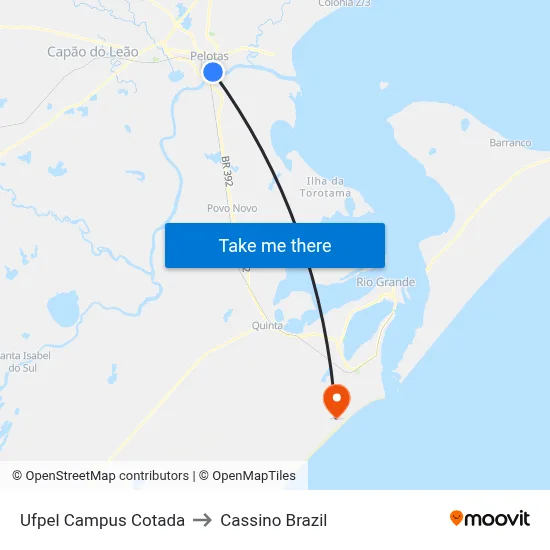 Ufpel Campus Cotada to Cassino Brazil map