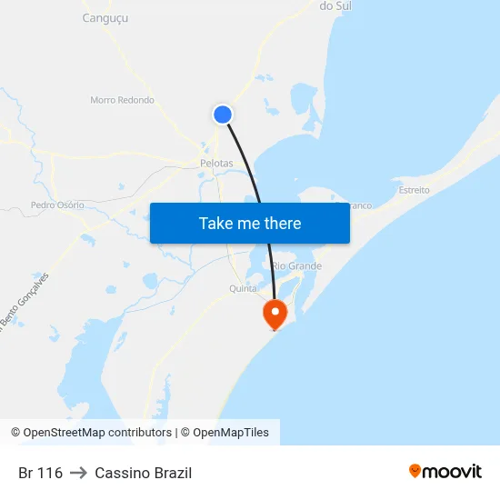 Br 116 to Cassino Brazil map