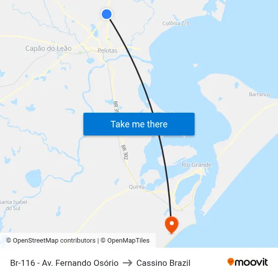 Br-116 - Av. Fernando Osório to Cassino Brazil map