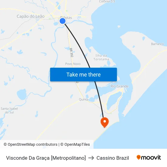 Visconde Da Graça [Metropolitano] to Cassino Brazil map