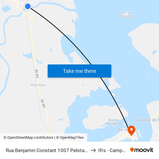 Rua Benjamin Constant 1007 Pelotas - Rio Grande Do Sul 96010 Brasil to Ifrs - Campus Rio Grande map