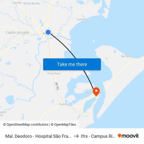 Mal. Deodoro - Hospital São Francisco De Paula to Ifrs - Campus Rio Grande map