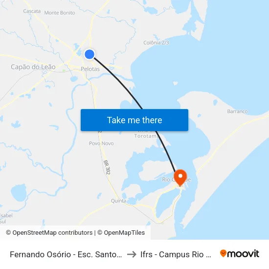 Fernando Osório - Esc. Santo Antônio to Ifrs - Campus Rio Grande map