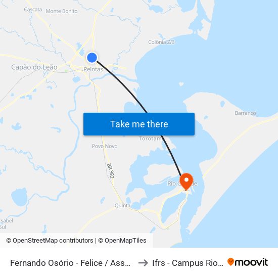 Fernando Osório - Felice / Associação Rural to Ifrs - Campus Rio Grande map