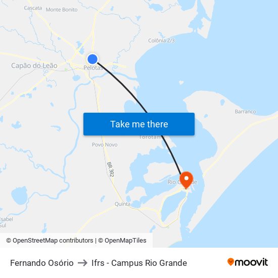 Fernando Osório to Ifrs - Campus Rio Grande map