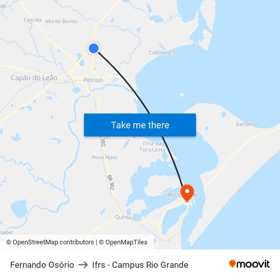 Fernando Osório to Ifrs - Campus Rio Grande map
