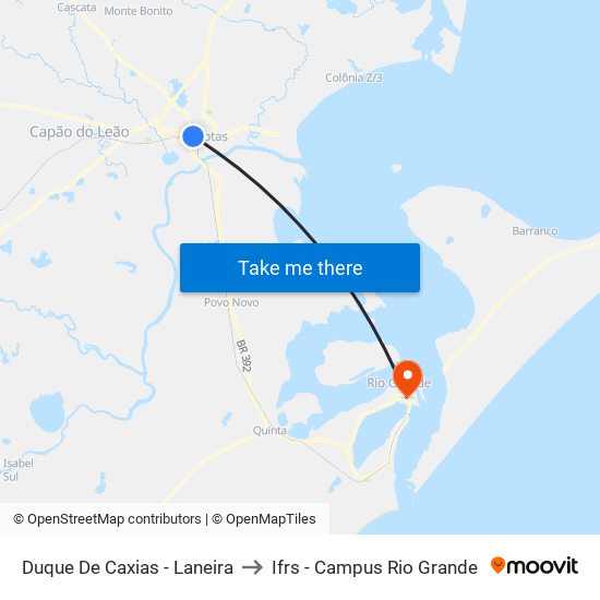 Duque De Caxias - Laneira to Ifrs - Campus Rio Grande map