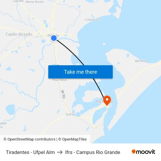Tiradentes - Ufpel Alm to Ifrs - Campus Rio Grande map
