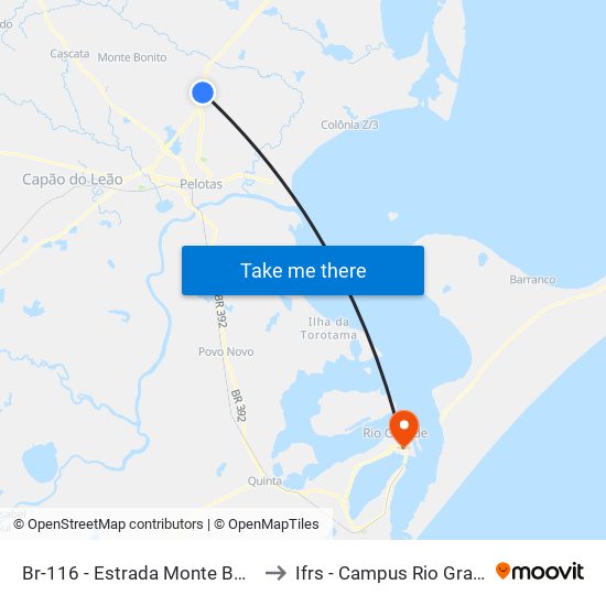 Br-116 - Estrada Monte Bonito to Ifrs - Campus Rio Grande map