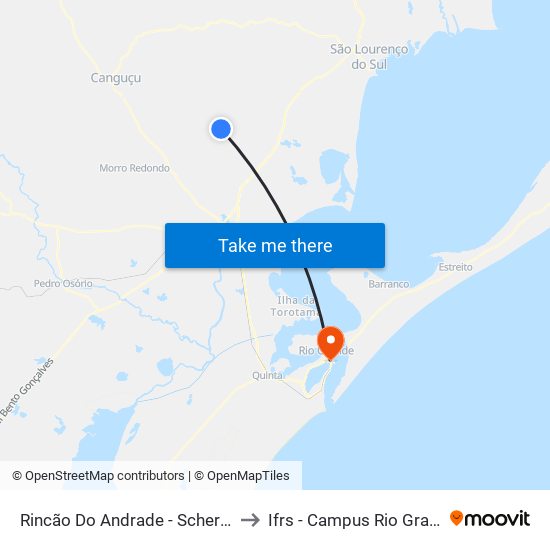 Rincão Do Andrade - Scherdien to Ifrs - Campus Rio Grande map