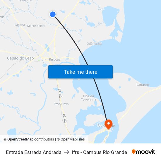 Entrada Estrada Andrada to Ifrs - Campus Rio Grande map