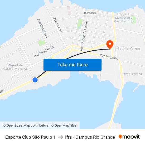 Esporte Club São Paulo 1 to Ifrs - Campus Rio Grande map