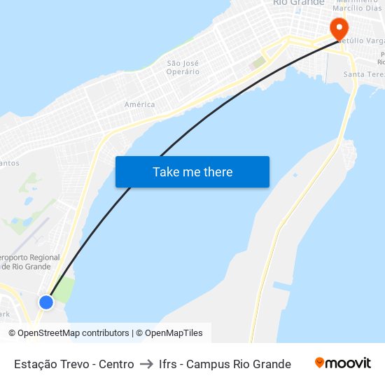 Estação Trevo - Centro to Ifrs - Campus Rio Grande map