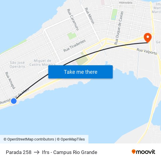 Parada 258 to Ifrs - Campus Rio Grande map