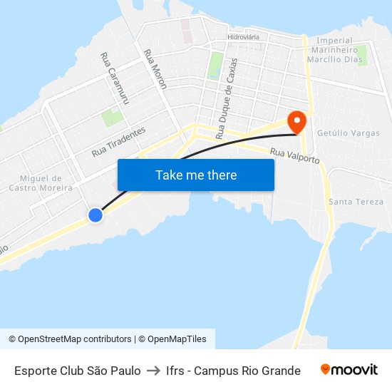 Esporte Club São Paulo to Ifrs - Campus Rio Grande map