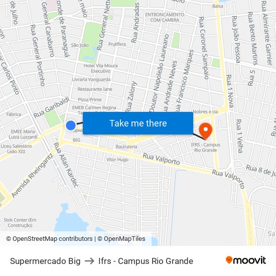 Supermercado Big to Ifrs - Campus Rio Grande map