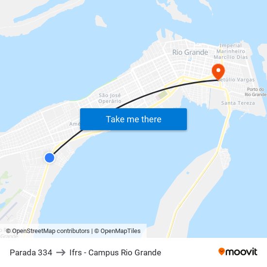 Parada 334 to Ifrs - Campus Rio Grande map