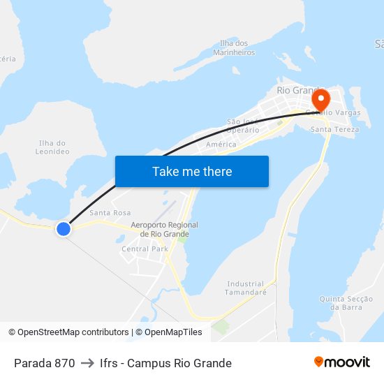 Parada 870 to Ifrs - Campus Rio Grande map