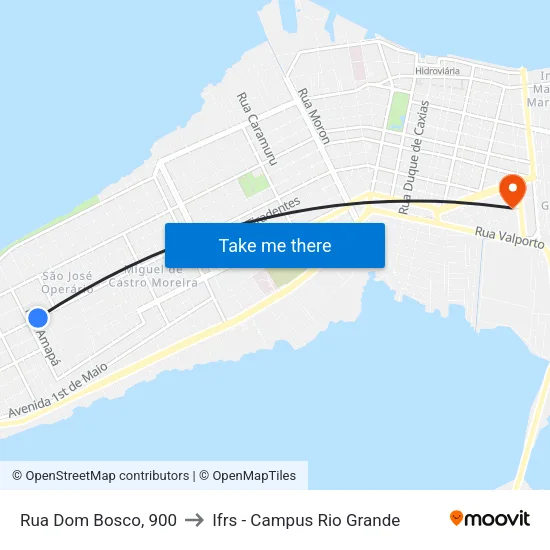 Rua Dom Bosco, 900 to Ifrs - Campus Rio Grande map
