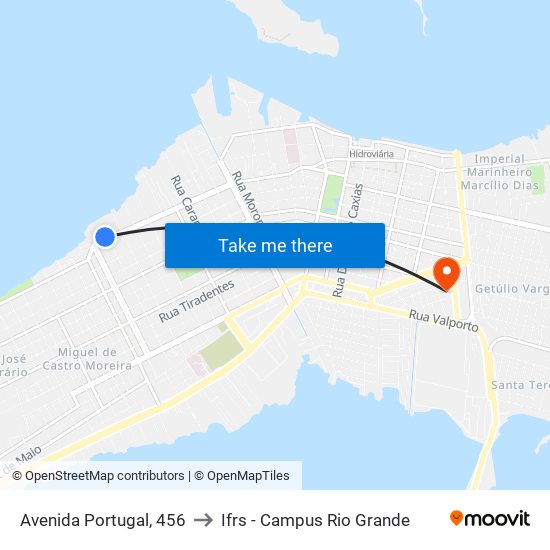 Avenida Portugal, 456 to Ifrs - Campus Rio Grande map