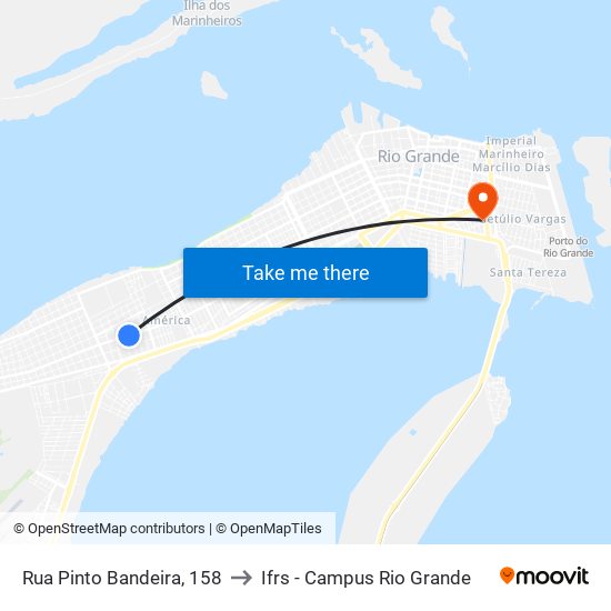 Rua Pinto Bandeira, 158 to Ifrs - Campus Rio Grande map