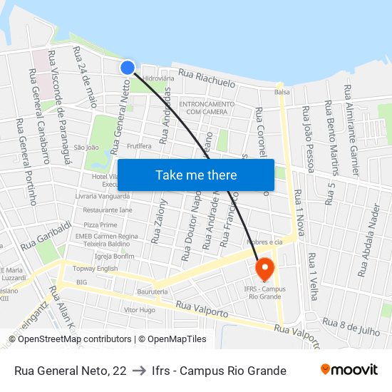 Rua General Neto, 22 to Ifrs - Campus Rio Grande map