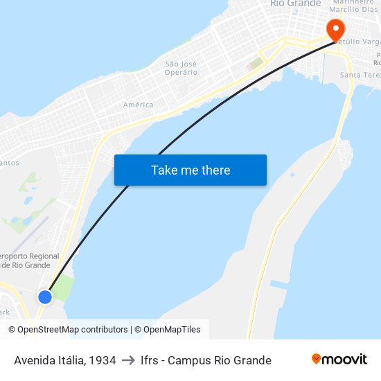 Avenida Itália, 1934 to Ifrs - Campus Rio Grande map