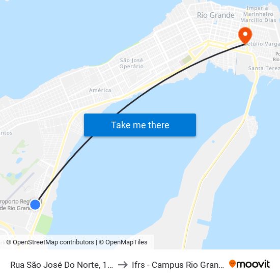 Rua São José Do Norte, 181 to Ifrs - Campus Rio Grande map