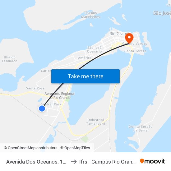 Avenida Dos Oceanos, 109 to Ifrs - Campus Rio Grande map