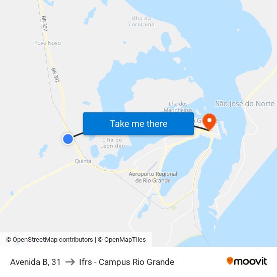 Avenida B, 31 to Ifrs - Campus Rio Grande map