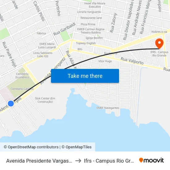 Avenida Presidente Vargas, 363 to Ifrs - Campus Rio Grande map