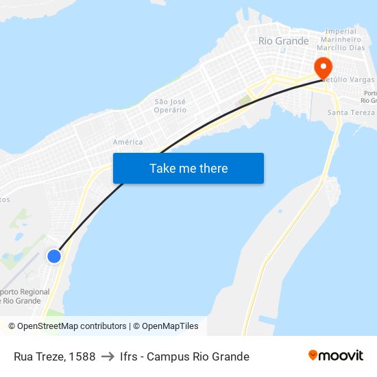 Rua Treze, 1588 to Ifrs - Campus Rio Grande map