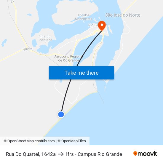 Rua Do Quartel, 1642a to Ifrs - Campus Rio Grande map