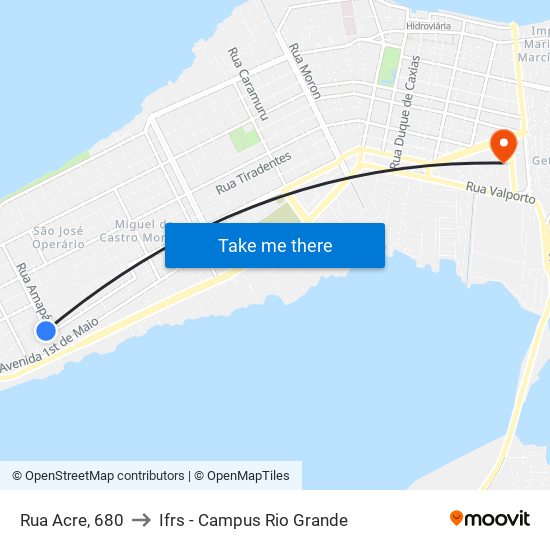 Rua Acre, 680 to Ifrs - Campus Rio Grande map