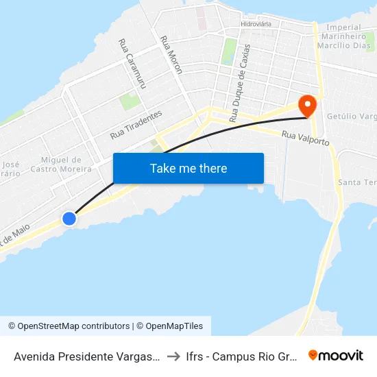 Avenida Presidente Vargas, 729 to Ifrs - Campus Rio Grande map