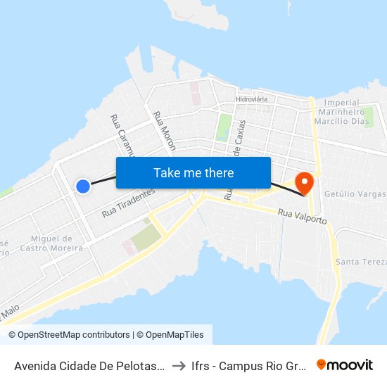 Avenida Cidade De Pelotas, 440 to Ifrs - Campus Rio Grande map