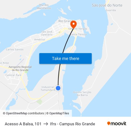 Acesso A Balsa, 101 to Ifrs - Campus Rio Grande map