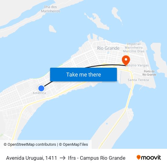 Avenida Uruguai, 1411 to Ifrs - Campus Rio Grande map