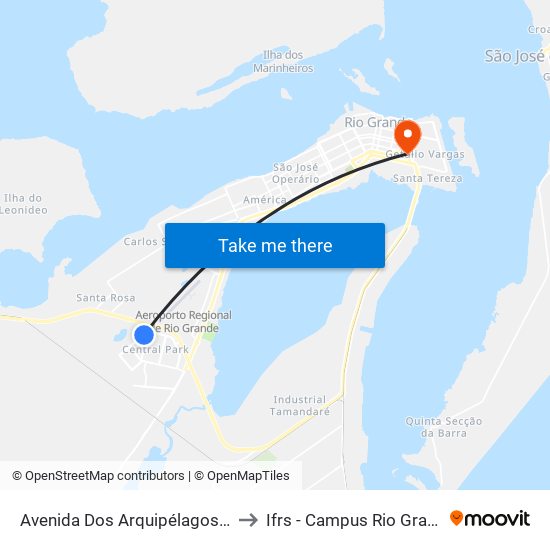 Avenida Dos Arquipélagos, 95 to Ifrs - Campus Rio Grande map
