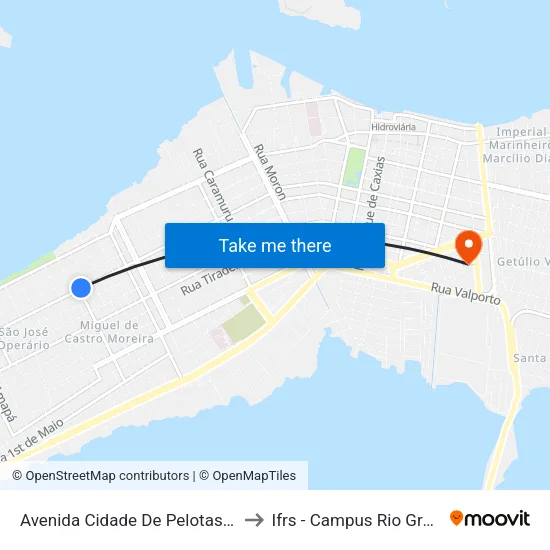 Avenida Cidade De Pelotas, 722 to Ifrs - Campus Rio Grande map