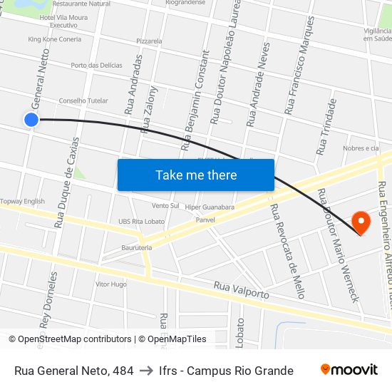 Rua General Neto, 484 to Ifrs - Campus Rio Grande map