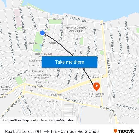 Rua Luiz Lorea, 391 to Ifrs - Campus Rio Grande map