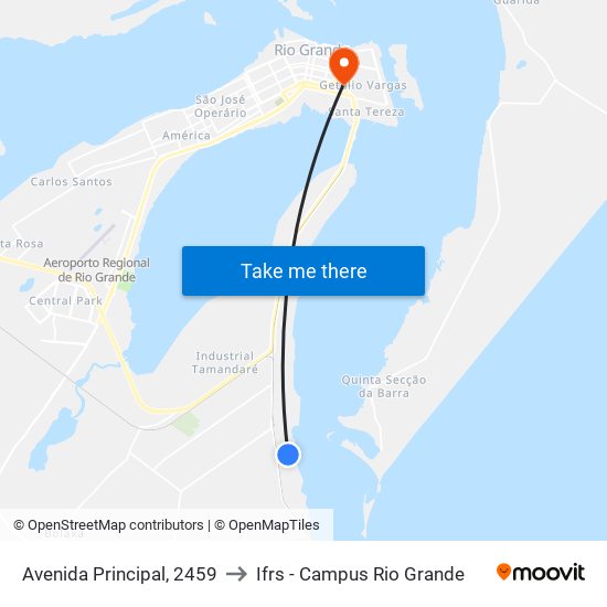 Avenida Principal, 2459 to Ifrs - Campus Rio Grande map