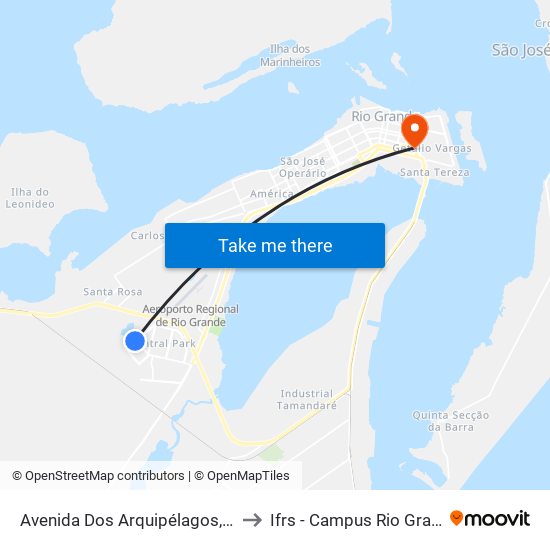 Avenida Dos Arquipélagos, 257 to Ifrs - Campus Rio Grande map