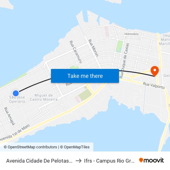 Avenida Cidade De Pelotas, 951 to Ifrs - Campus Rio Grande map