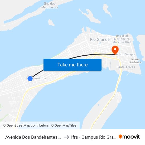 Avenida Dos Bandeirantes, 229 to Ifrs - Campus Rio Grande map