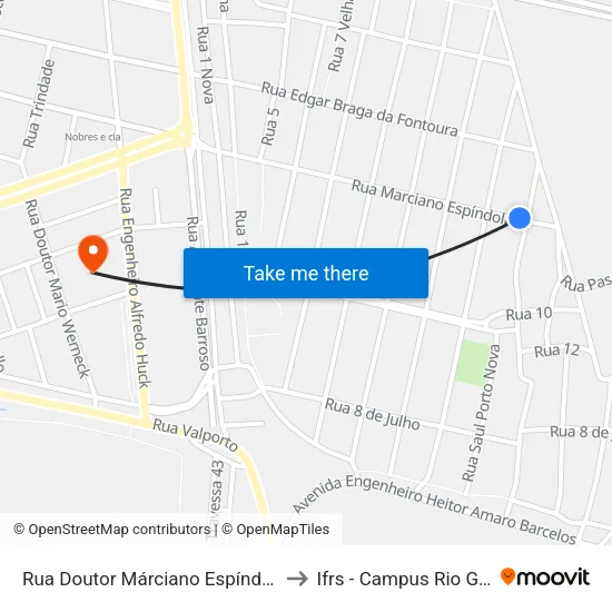 Rua Doutor Márciano Espíndola, 160 to Ifrs - Campus Rio Grande map