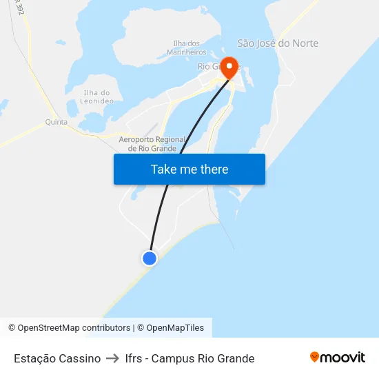 Estação Cassino to Ifrs - Campus Rio Grande map